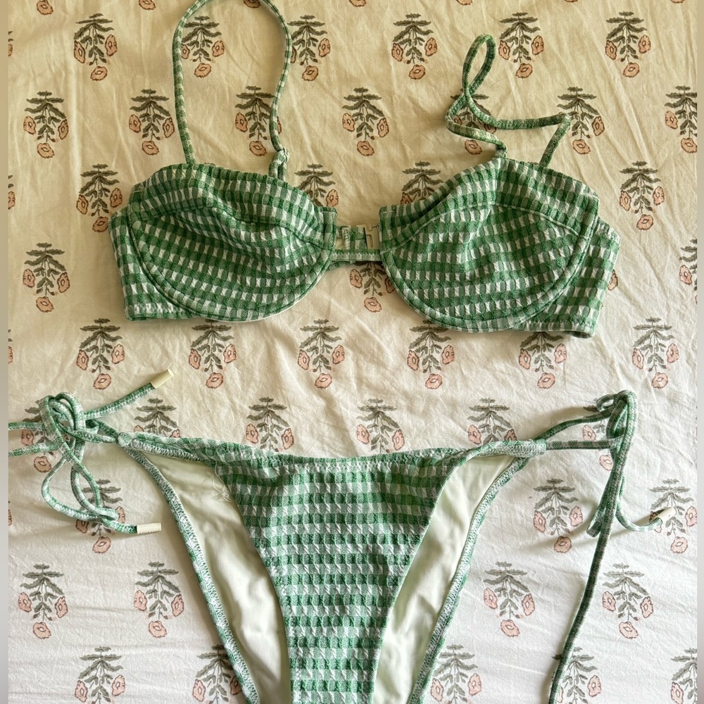 triangl swimwear Green Gingham Bikini Set